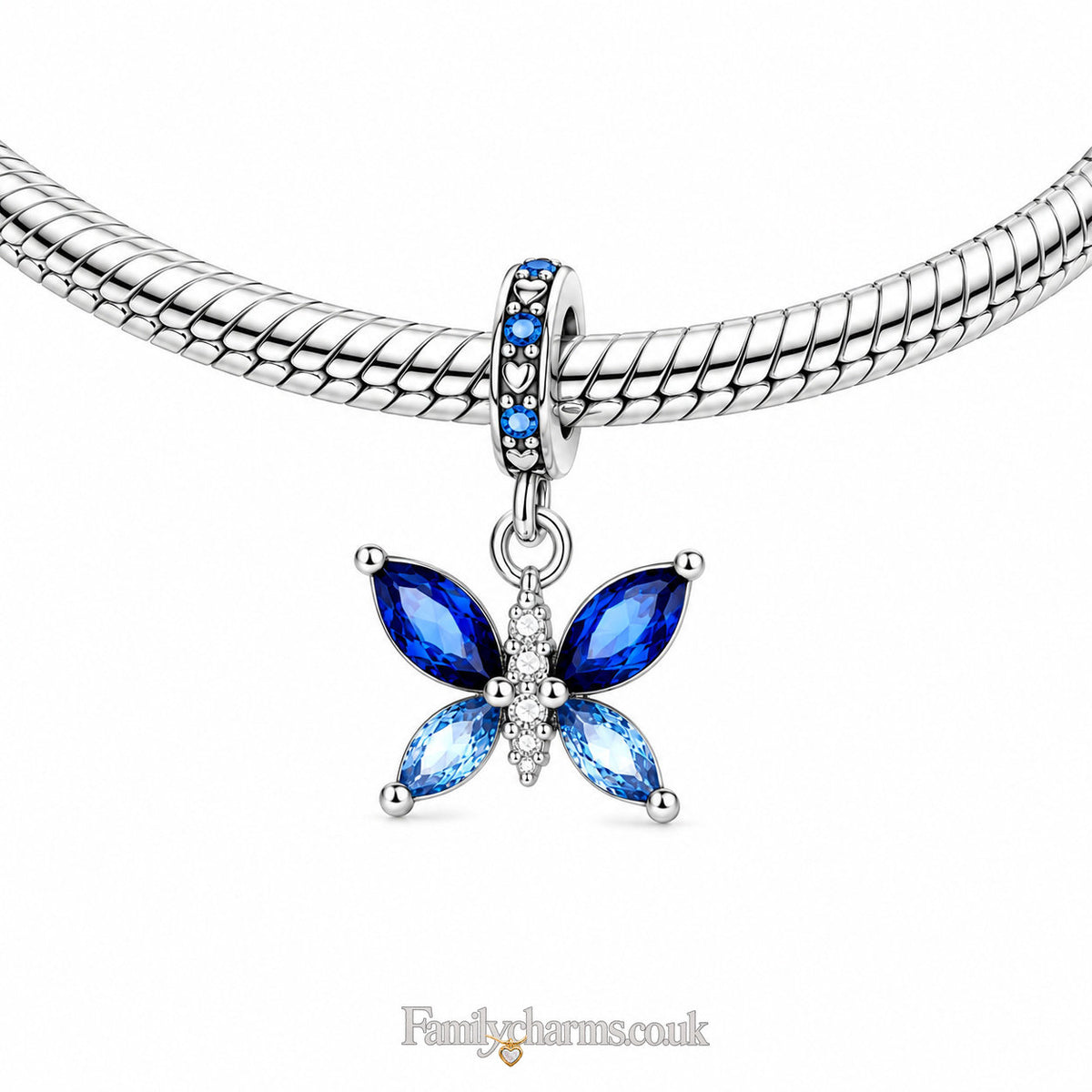 Blue Butterfly Sterling Silver Charm Hallmarked S925 for Charm Bracelet and Necklace