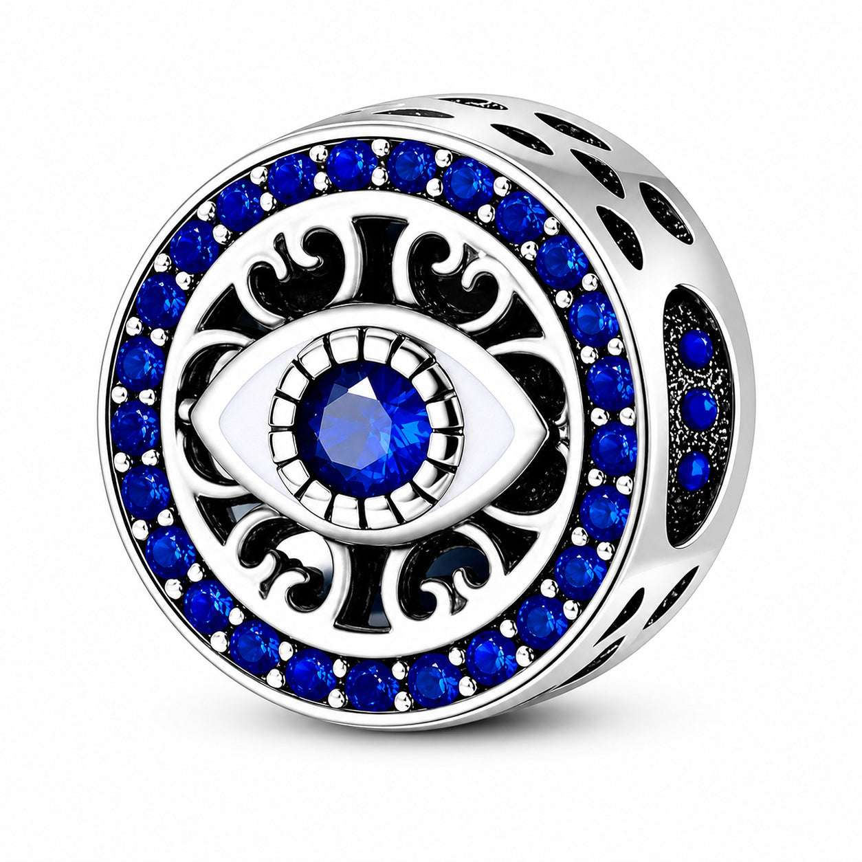 Blue Evil Eye Bead Sterling Silver Charm Hallmarked S925 for Charm Bracelet and Necklace