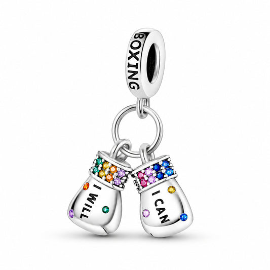 Boxing Gloves Sports Pendant Charm Sterling Silver Charm Hallmarked S925 for Charm Bracelet and Necklace