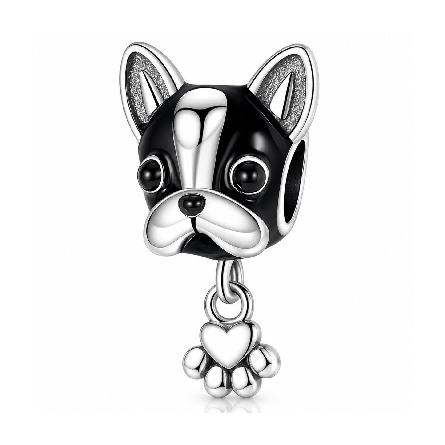 Bulldog and Paw Charm Sterling Silver Charm Hallmarked S925 for Charm Bracelet and Necklace