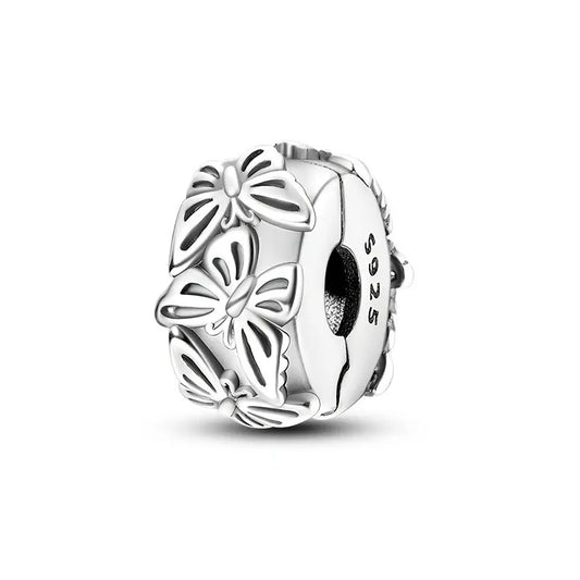 Butterflies Charm Clip Sterling Silver Charm Hallmarked S925 for Charm Bracelet and Necklace