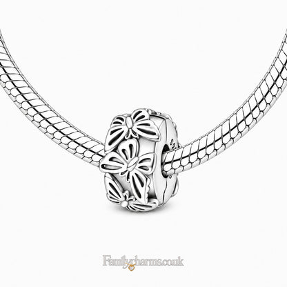 Butterflies Charm Clip Sterling Silver Charm Hallmarked S925 for Charm Bracelet and Necklace