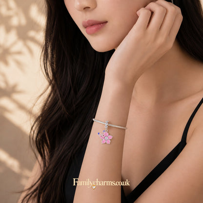 Butterfly & Cherry Blossom Charm Hallmarked S925 for Charm Bracelet and Necklace