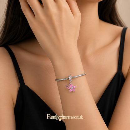Butterfly & Cherry Blossom Charm Hallmarked S925 for Charm Bracelet and Necklace