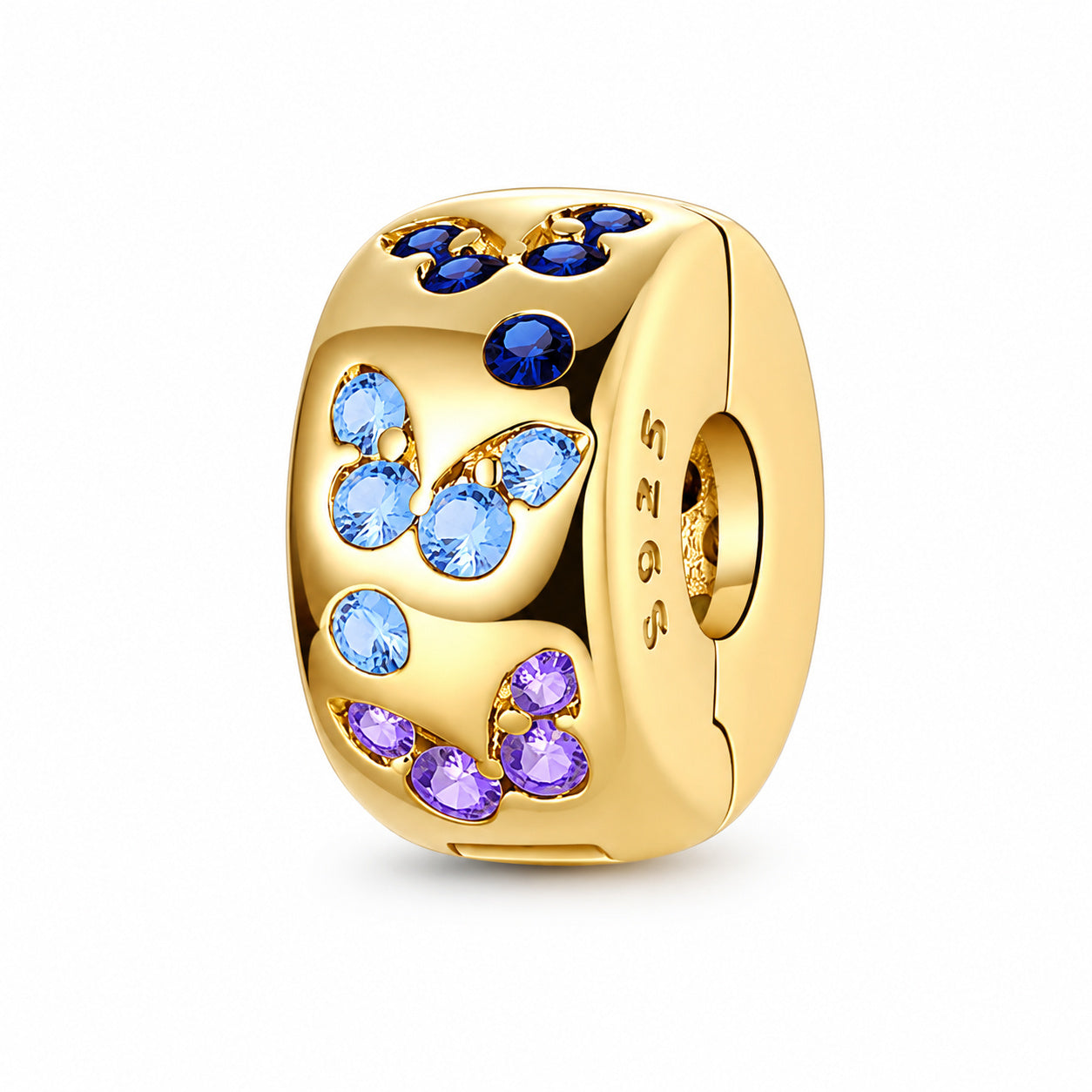 Butterfly Clip Gold Sterling Silver Charm Hallmarked S925 for Charm Bracelet and Necklace