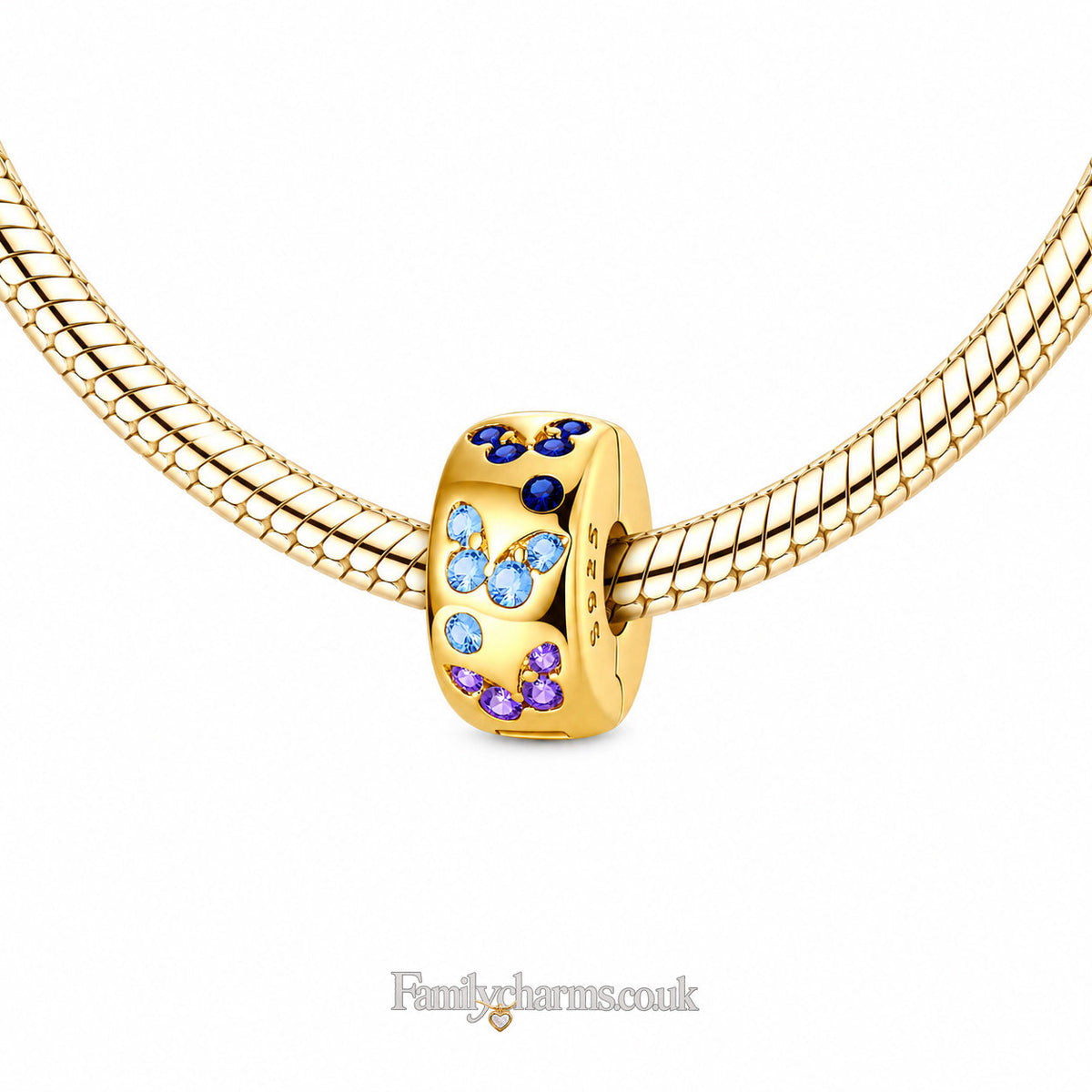 Butterfly Clip Gold Sterling Silver Charm Hallmarked S925 for Charm Bracelet and Necklace