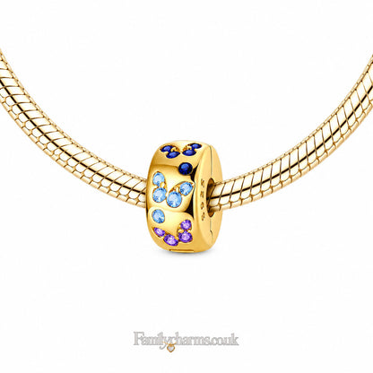 Butterfly Clip Gold Sterling Silver Charm Hallmarked S925 for Charm Bracelet and Necklace