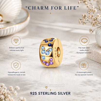 Butterfly Clip Gold Sterling Silver Charm Hallmarked S925 for Charm Bracelet and Necklace