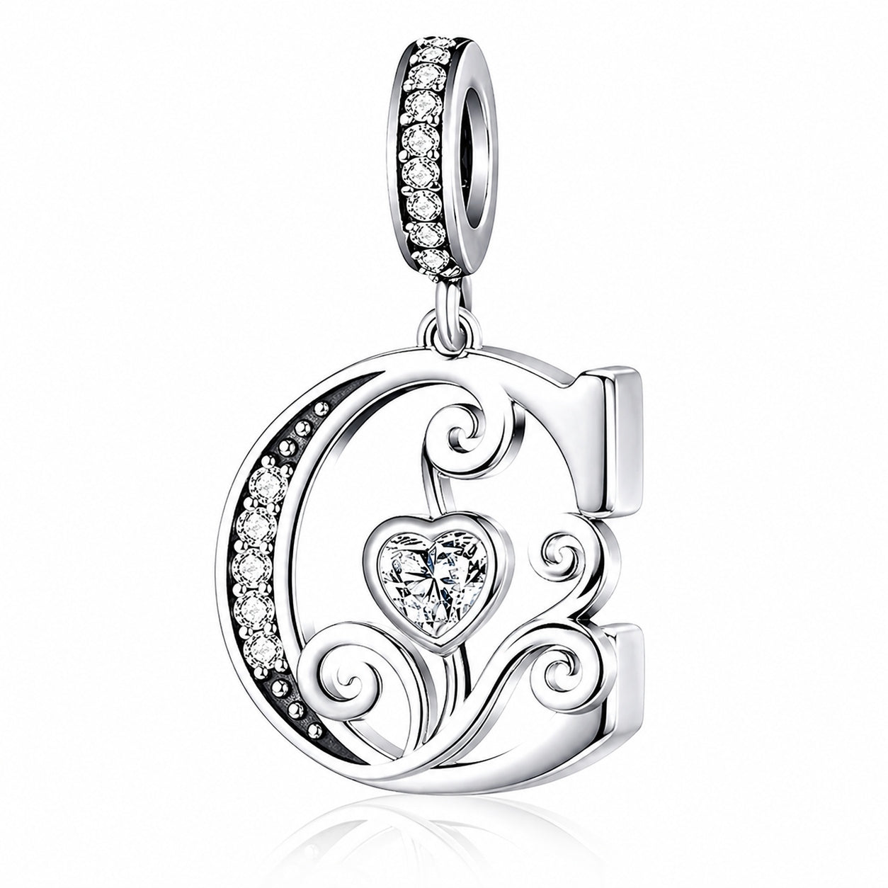 Classic Alphabet Letters A to Z Sterling Silver Dangle Charm Hallmarked S925 for Charm Bracelet and Necklace
