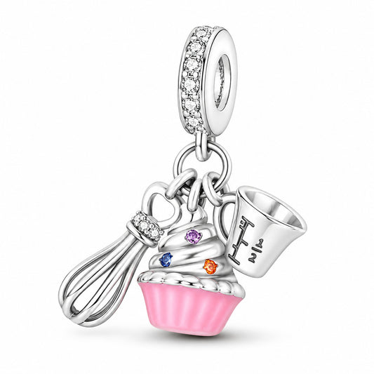Cake Baking Cuppacake Bakers Charms Hallmarked S925 for Charm Bracelet and Necklace