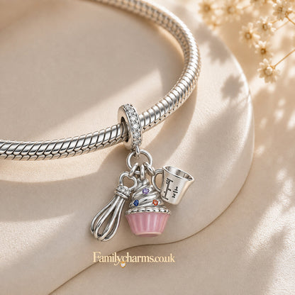 Cake Baking Cuppacake Bakers Charms Hallmarked S925 for Charm Bracelet and Necklace