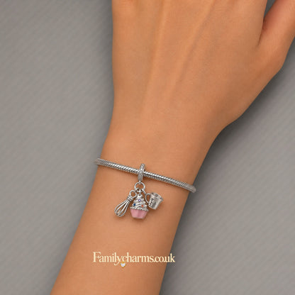Cake Baking Cuppacake Bakers Charms Hallmarked S925 for Charm Bracelet and Necklace