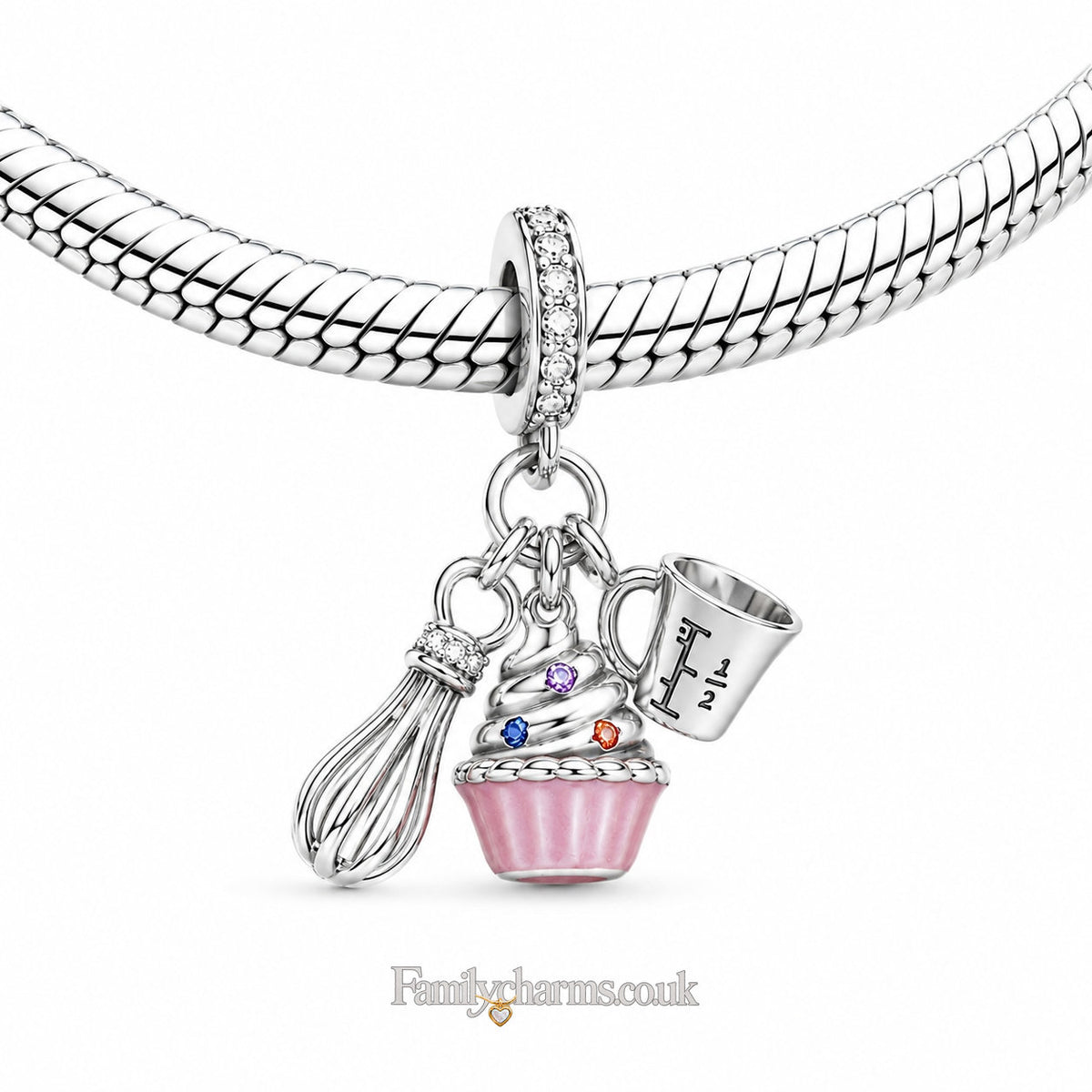Cake Baking Cuppacake Bakers Charms Hallmarked S925 for Charm Bracelet and Necklace