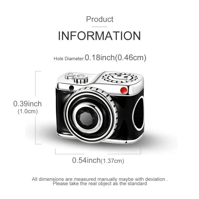 Camera Charm Sterling Silver Charm Hallmarked S925 for Charm Bracelet and Necklace