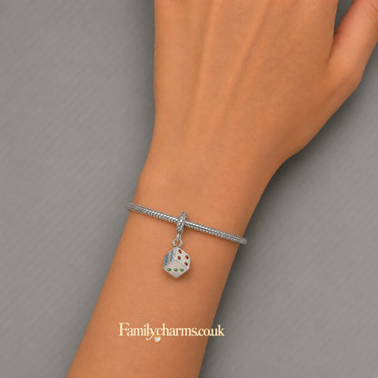 Casino Lucky Dice Dangle Sterling Silver Charm Hallmarked S925 for Charm Bracelet and Necklace