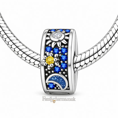 Celestial Sun, Star & Moon Clip Charm Hallmarked S925 for Charm Bracelet and Necklace