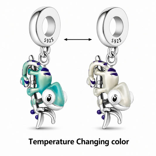 Colour Changing Chameleon Dangle Sterling Silver Charm Hallmarked S925 for Charm Bracelet and Necklace