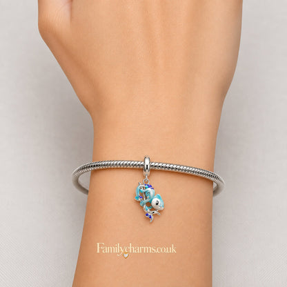 Colour Changing Chameleon Dangle Sterling Silver Charm Hallmarked S925 for Charm Bracelet and Necklace