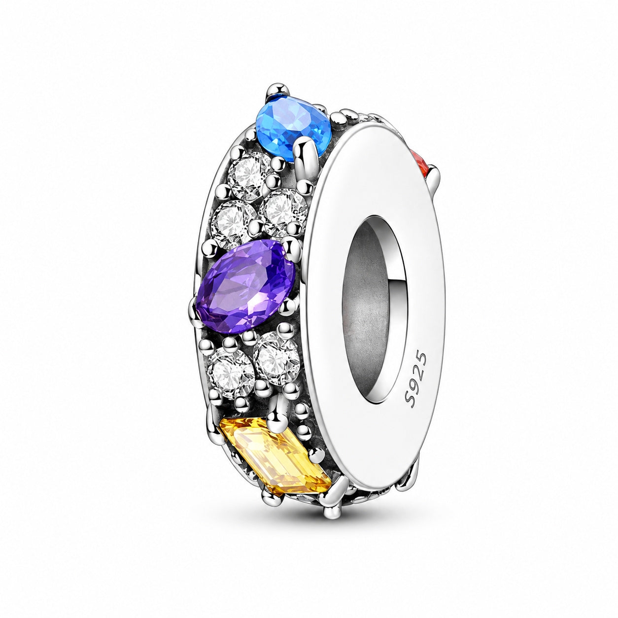 Clear and Colourful Stopper Charm Hallmarked S925 for Charm Bracelet and Necklace