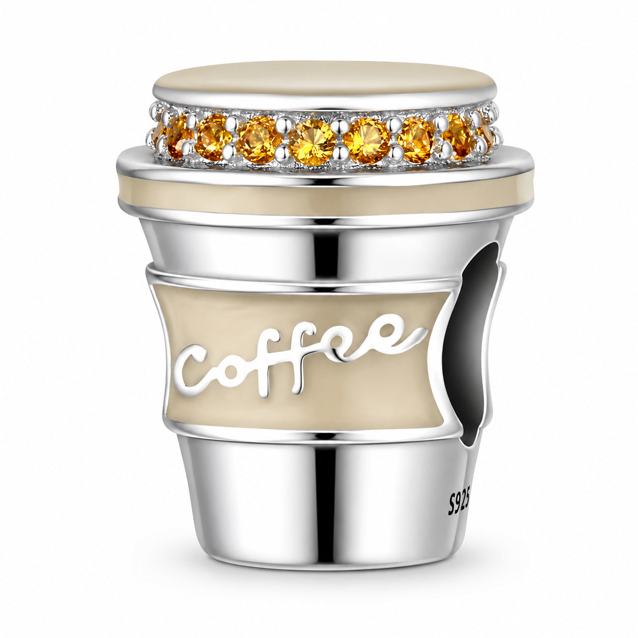 Colour Changing Coffee Cup Sterling Silver Charm Hallmarked S925 for Charm Bracelet and Necklace
