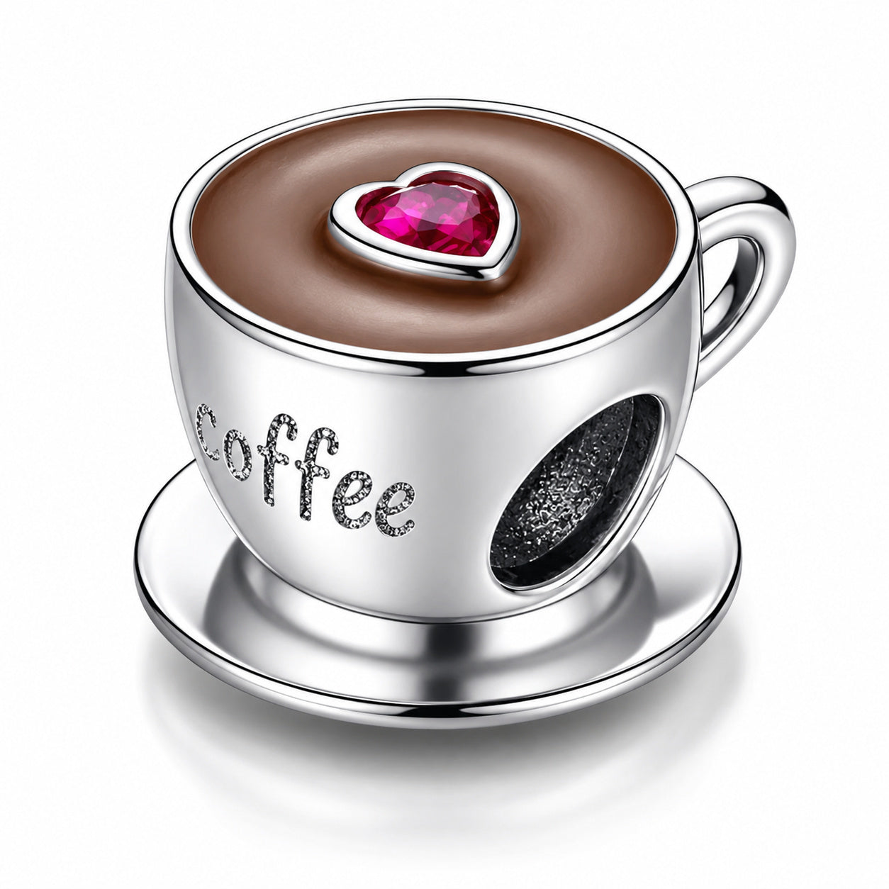 Coffee Lover Cup Sterling Silver Charm Hallmarked S925 for Charm Bracelet and Necklace