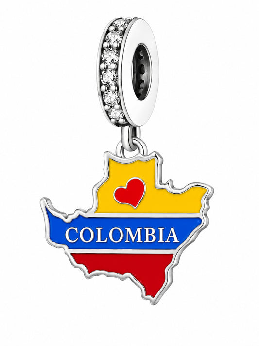 Colombia Flag Charm Hallmarked S925 for Charm Bracelet and Necklace