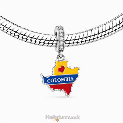 Colombia Flag Charm Hallmarked S925 for Charm Bracelet and Necklace