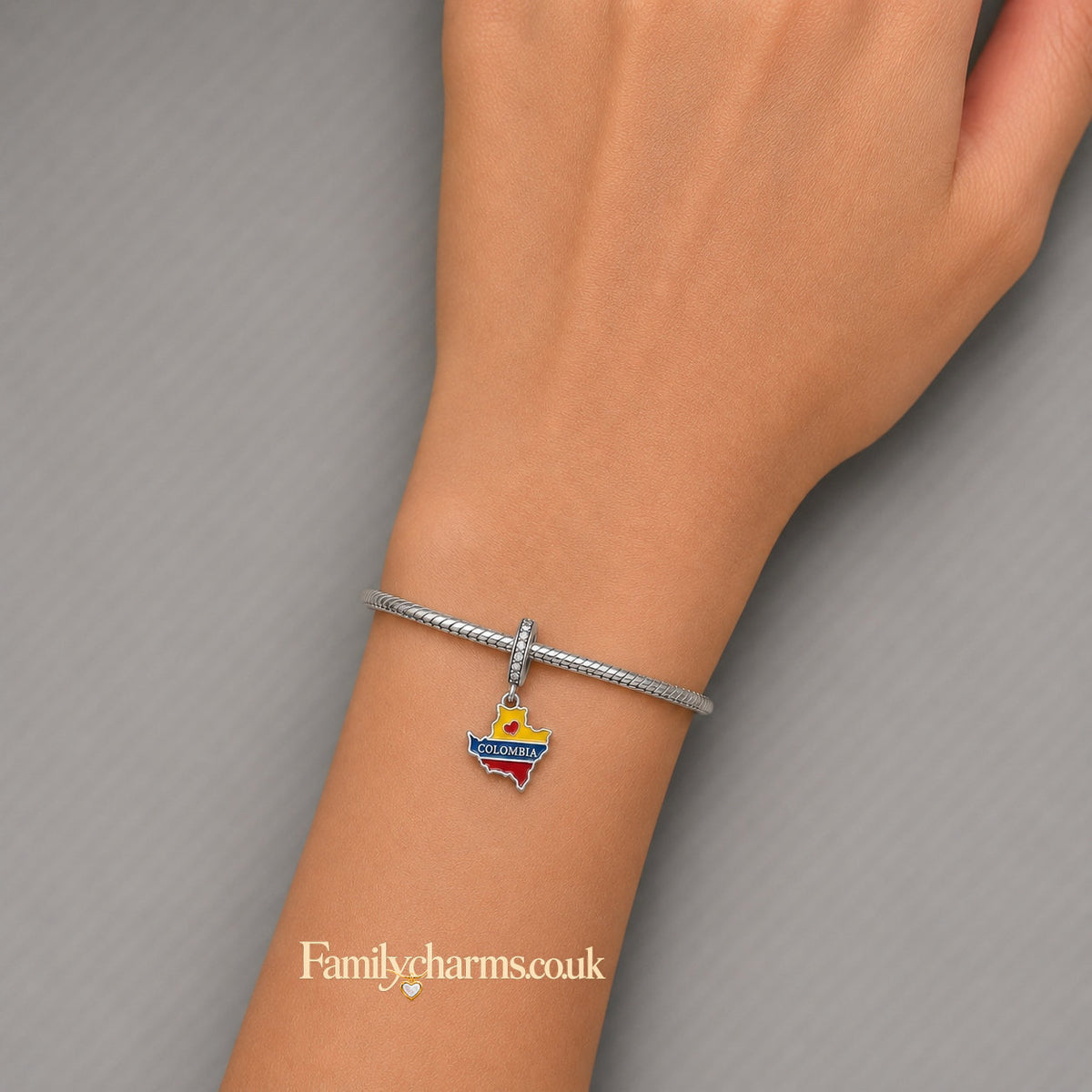 Colombia Flag Charm Hallmarked S925 for Charm Bracelet and Necklace