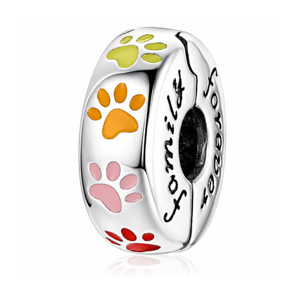 Colourful Claw Prints Clip Charm Hallmarked S925 for Charm Bracelet and Necklace