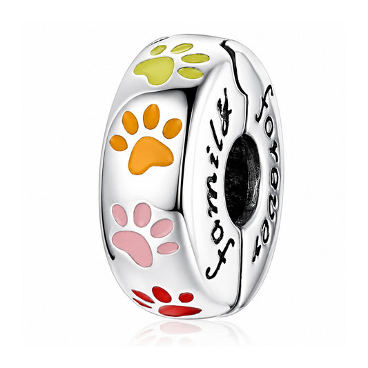 Colourful Claw Prints Clip Charm Hallmarked S925 for Charm Bracelet and Necklace