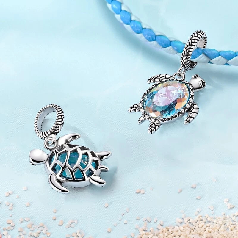 Colourful Turtle Sterling Silver Charm Hallmarked S925 for Charm Bracelet and Necklace