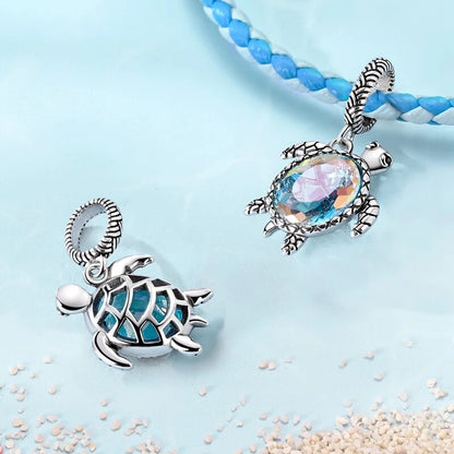 Colourful Turtle Sterling Silver Charm Hallmarked S925 for Charm Bracelet and Necklace
