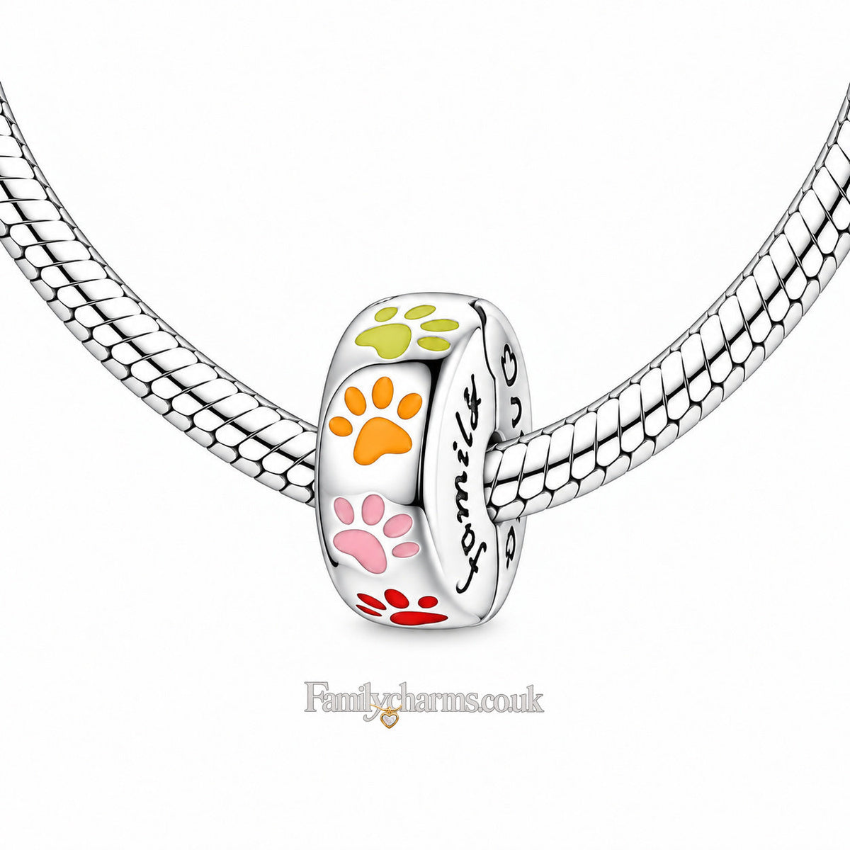 Colourful Claw Prints Clip Charm Hallmarked S925 for Charm Bracelet and Necklace
