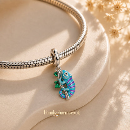 Colour Changing Chameleon Sterling Silver Charm Hallmarked S925 for Charm Bracelet and Necklace