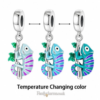 Colour Changing Chameleon Sterling Silver Charm Hallmarked S925 for Charm Bracelet and Necklace