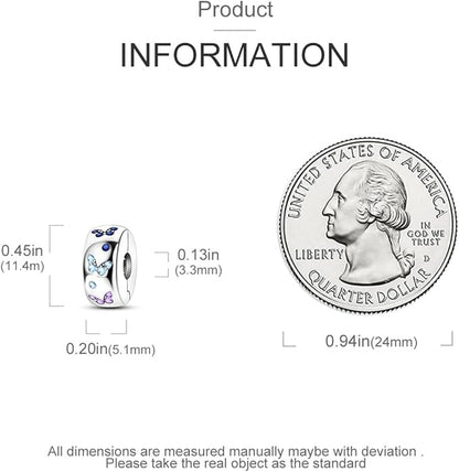 Colourful Butterfly Clip Stopper Charm Sterling Silver Charm Hallmarked S925 for Charm Bracelet and Necklace