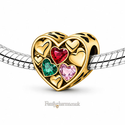 Colourful Heart Clip Charm Hallmarked S925 for Charm Bracelet and Necklace