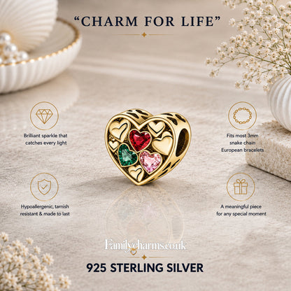 Colourful Heart Clip Charm Hallmarked S925 for Charm Bracelet and Necklace