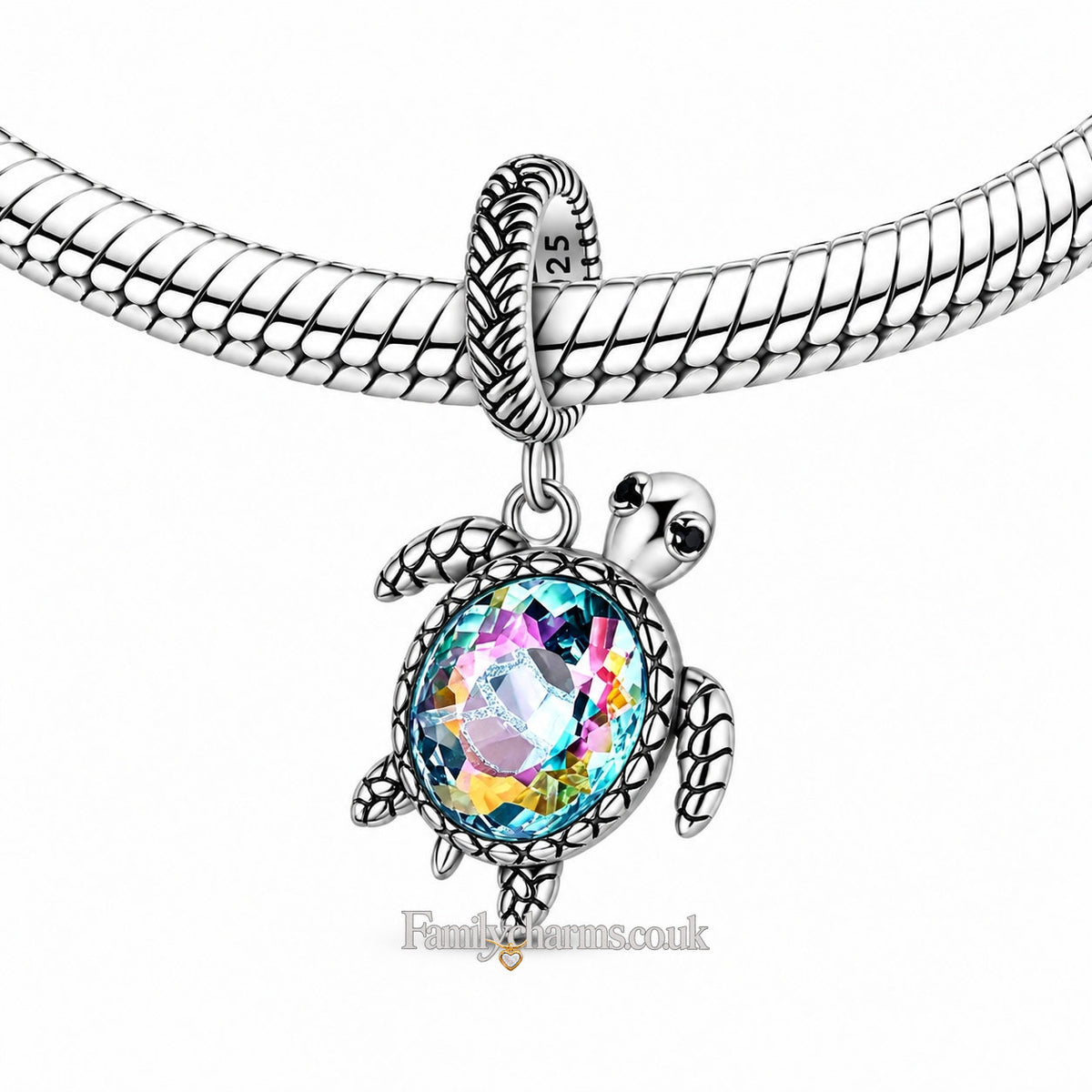 Colourful Turtle Sterling Silver Charm Hallmarked S925 for Charm Bracelet and Necklace
