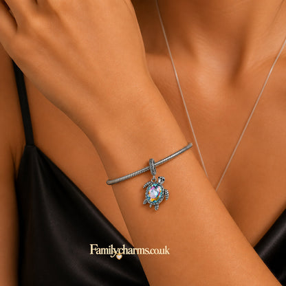 Colourful Turtle Sterling Silver Charm Hallmarked S925 for Charm Bracelet and Necklace