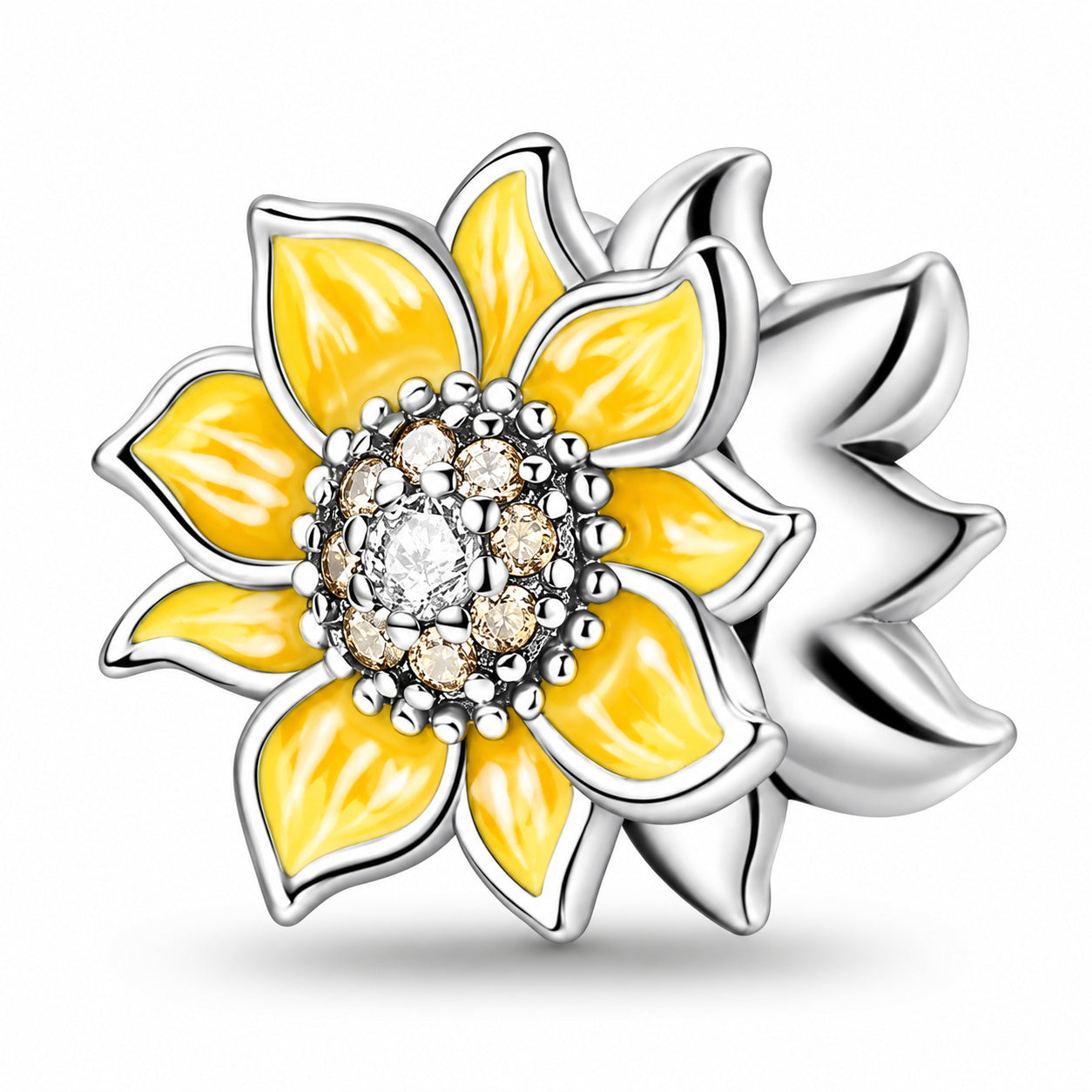 Cool Sunflower Charm for Bracelet, S925 Sterling Silver