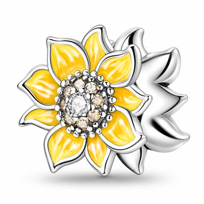 Cool Sunflower Charm for Bracelet, S925 Sterling Silver