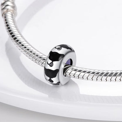 Cute Cat Charm Stopper with Silicone Ring Sterling Silver Charm Hallmarked S925 for Charm Bracelet and Necklace