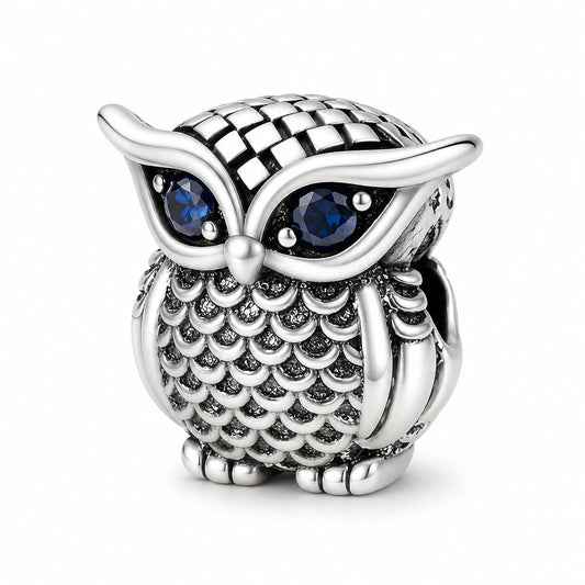 Cute Owl Charm Hallmarked S925 for Charm Bracelet and Necklace