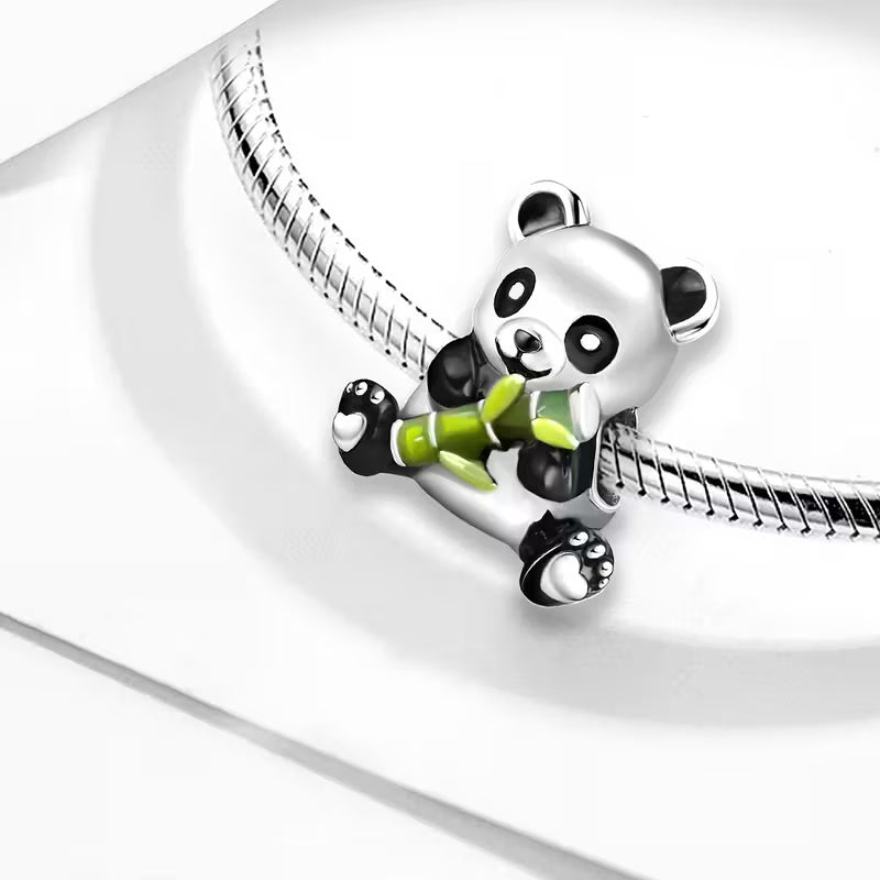 Cute Panda Sterling Silver Charm Hallmarked S925 for Charm Bracelet and Necklace