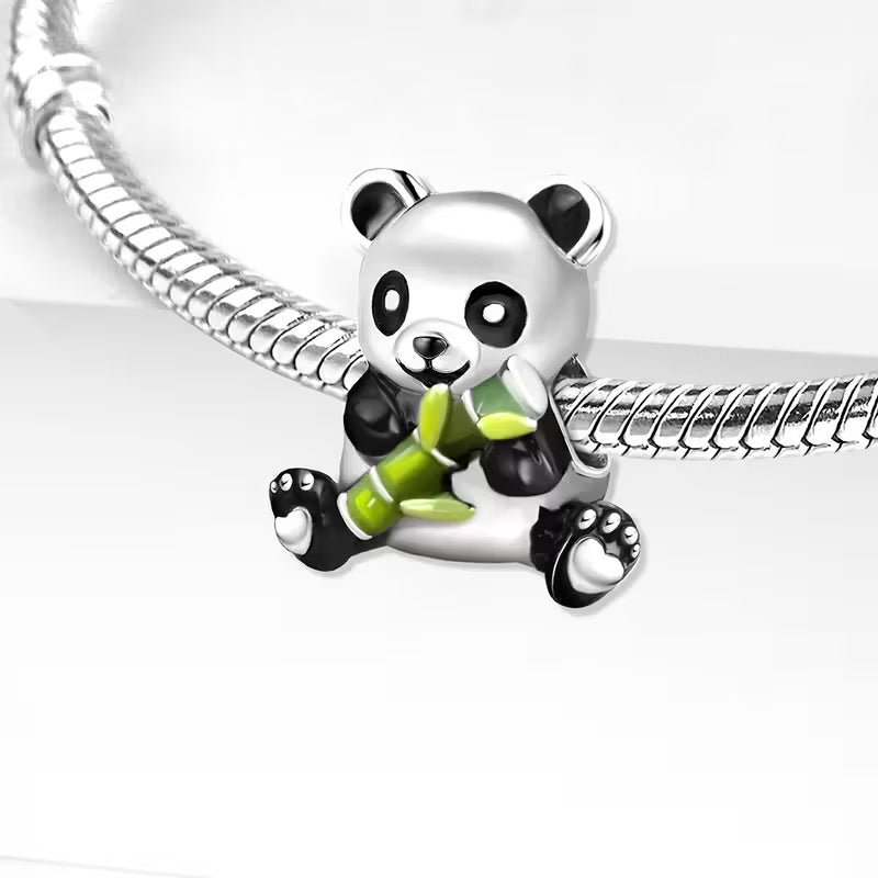 Cute Panda Sterling Silver Charm Hallmarked S925 for Charm Bracelet and Necklace