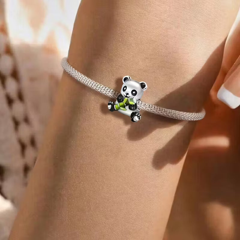 Cute Panda Sterling Silver Charm Hallmarked S925 for Charm Bracelet and Necklace