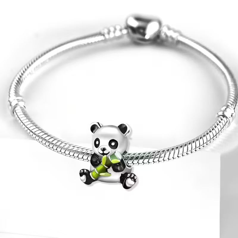 Cute Panda Sterling Silver Charm Hallmarked S925 for Charm Bracelet and Necklace