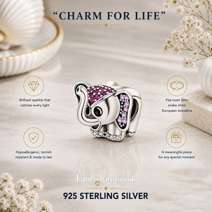 Cute Baby Elephant Charm Hallmarked S925 for Charm Bracelet and Necklace