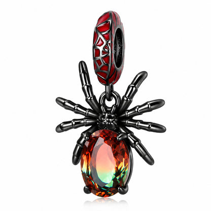 Cute Black Spider Sterling Silver Charm Hallmarked S925 for Charm Bracelet and Necklace